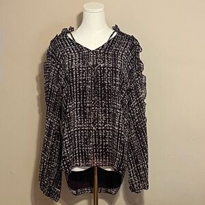 Like New Calvin Klein Purple and White Long Sleeve Peasant Blouse